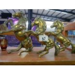 3 solid brass rearing horses