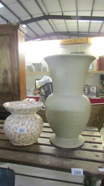 A Royal Doulton pot and a large vase. (Collect only).