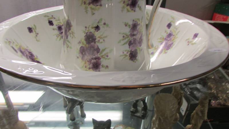 A large purple floral Burleigh ware bathroom jug and bowl - Image 2 of 2