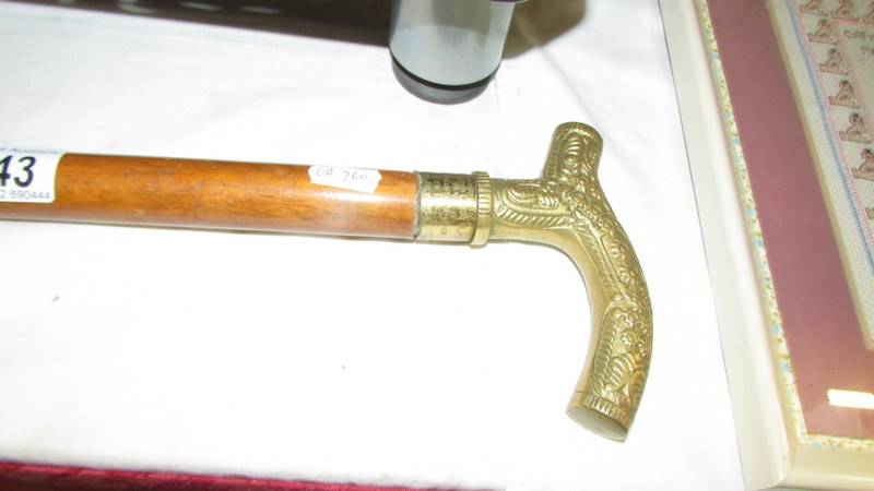 A collapsible walking stick with brass handle - Image 2 of 2