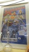 A framed and glazed Superman poster, (collect only).