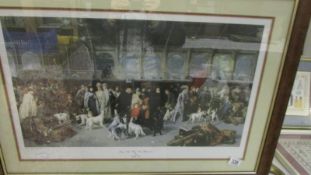 A framed National railway museum York print of going north Kings Cross station 1875 by George East