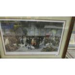 A framed National railway museum York print of going north Kings Cross station 1875 by George East