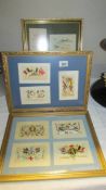 Eleven WW1 silk postcards in 3 frames