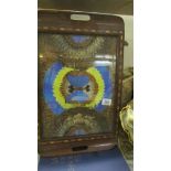 An Edwardian inlaid tray with butterfly and moth decoration