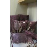 4 new John Lewis purple cushions with tags and prices (£96 in total) plus throw etc