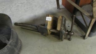 A large bench vice.