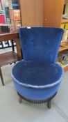 A blue plush bedroom chair. (collect only).