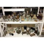 A good selection of Victorian/Edwardian dolls house furniture including a bamboo table.
