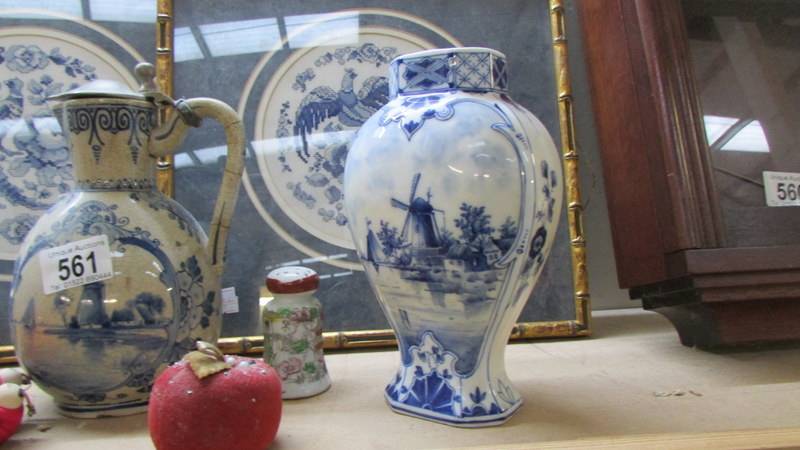 Three pieces of oriental blue and white and other oriental items. - Image 2 of 3