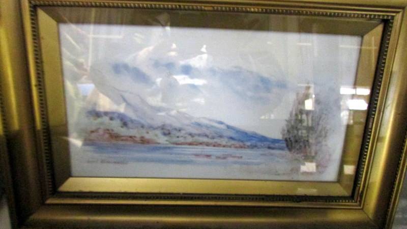 A pair of framed and glazed lake scenes signed W Laidler 1902 - Image 3 of 3