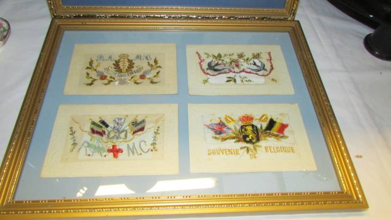 Eleven WW1 silk postcards in 3 frames - Image 2 of 4