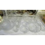 A mixed lot of glassware including fruit bowl. dessert set, juice jugs etc.