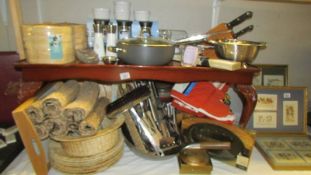 A large quantity of new kitchenalia including Analon frying pan (may be 1 or 2 items that are used)