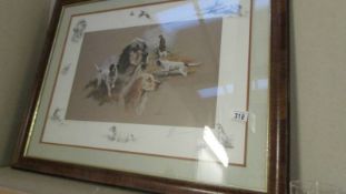 A large signed Limited Edition print of English Setter dogs,