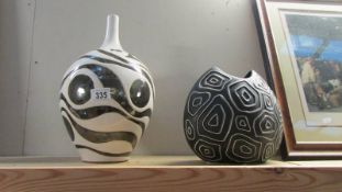 2 decorative art vases