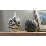 2 decorative art vases