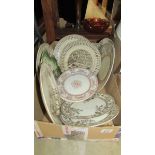 A box of antique and vintage plates (Collect only)
