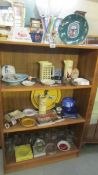 A good selection of pub memorabilia including ashtrays, jugs, Heinekin clock,