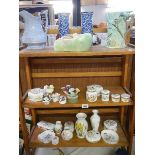 Three shelves of ceramics including trinket boxes, vases etc., (Collect only)