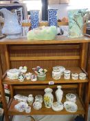 Three shelves of ceramics including trinket boxes, vases etc., (Collect only)