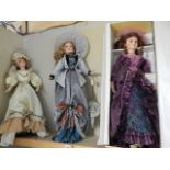 Three large porcelain collectors dolls. (Collect only)