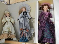 Three large porcelain collectors dolls. (Collect only)