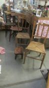 Four old kitchen chairs and a stool. (Collect only)