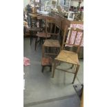 Four old kitchen chairs and a stool. (Collect only)