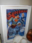 A framed and glazed Superman poster. (Collect only)