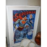 A framed and glazed Superman poster. (Collect only)