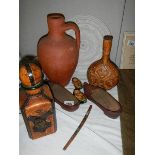 A mixed lot including vases, clogs etc.,