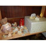 Two Royal Doulton Winnie the Pooh figures, A Bunnikins figure, Cherished Teddies etc.,