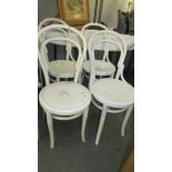 A set of four painted bentwood chairs. (Collect only)