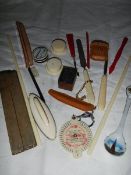 A mixed lot of collectable items including chop sticks, pill boxes, nail buffer etc.,