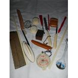 A mixed lot of collectable items including chop sticks, pill boxes, nail buffer etc.,