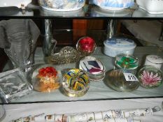 A quantity of glass paperweights.