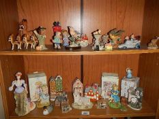 A mixed lot of ornaments including cottages, birds, figures etc., (Collect only)