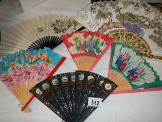 A quantity of vintage fans.