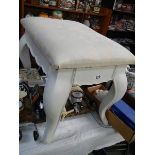 A cream painted dressing table stool. (collect only)