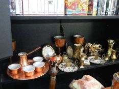 A mixed lot of brass and copper etc.,