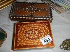 An antique inlaid box and a later example.