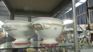 Two large 19th century tureens, both missing covers. (Collect only)