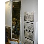 A white framed bevel edged full length dressing mirror. (Collect only)