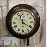 8” Fusee Wall Clock, Circular Shaped, in a mahogany case