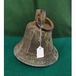 Antique Bronze Bell, with carrying handle, 24cmH x 25cm Dia