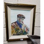 Oil on Board “Tin Whistler” signed by the artist Sean McDermott dated 2001, 39cmH x 29cmW, mounted