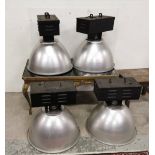 Matching Set of 8 Industrial Style Dome-Shaped Electric Ceiling Lights, with chrome shades, halied