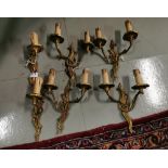 Matching Set of 4 French Gilt 2-Branch Wall Scones (electrified) &