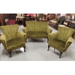 3 Piece 1960’s Sitting Room Suite including a 2 seater settee and a pair of armchairs, pad feet